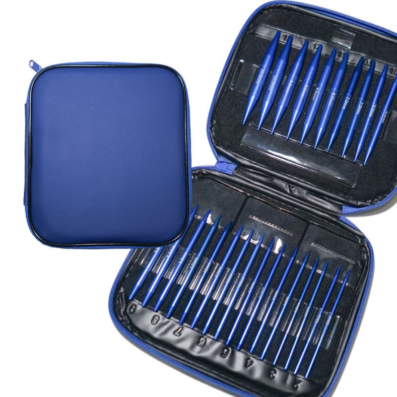 New Cross-Border Blue Anodized Aluminum Circular Knitting Needle Set DIY Hand Knitting Tool Knitting Needles