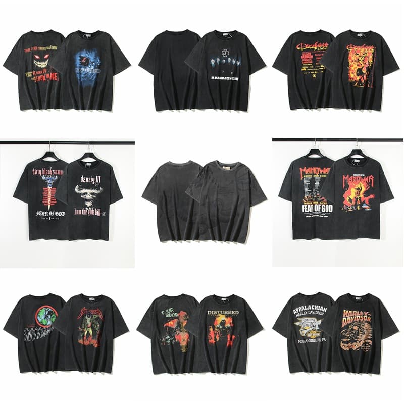 Cross-border wholesale rock band Earth Lizardmen vintage short-sleeved washed short-sleeved fog high street loose T-shirt