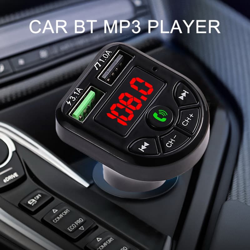 E5 Car Bluetooth MP3 Player Charger Supports USB TF Card Playback Lossless Music FM Transmitter Wireless