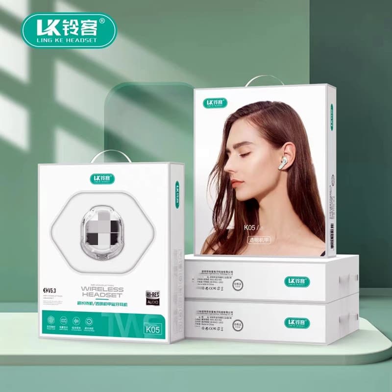 Wireless Bluetooth headset with digital display, breathing light, fashionable binaural ten-transparent cabin, upgraded Bluetooth headset box