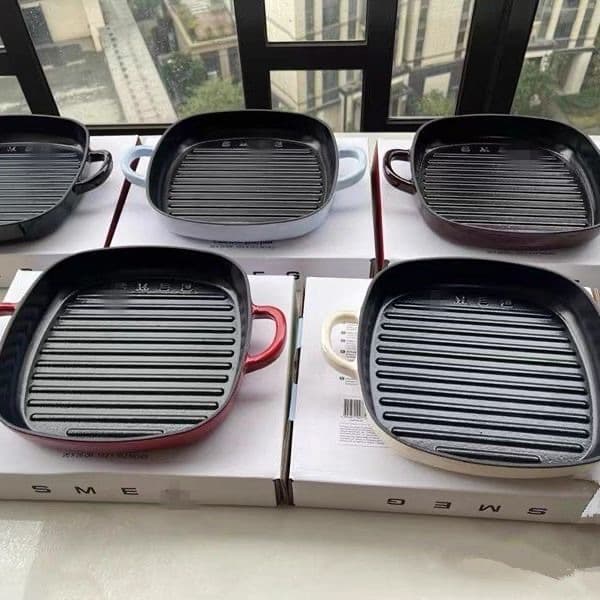 Smeg Smeg frying pan household special striped cast iron thickened induction cooker pan electromagnetic durable non-stick pan