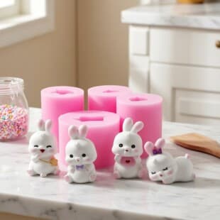 Cute 3D Rabbit Silicone Mold Creative DIY Handmade Aromatherapy Plaster Car Decoration Ornament Epoxy Resin Mold