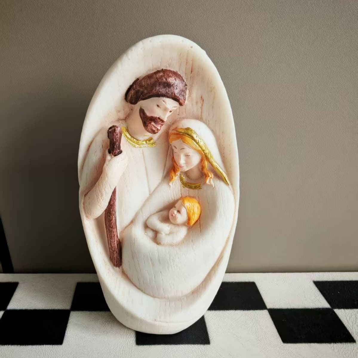 Cross-border resin holy family three resin ornaments home Christmas crafts manufacturers direct supply desk ornaments gifts