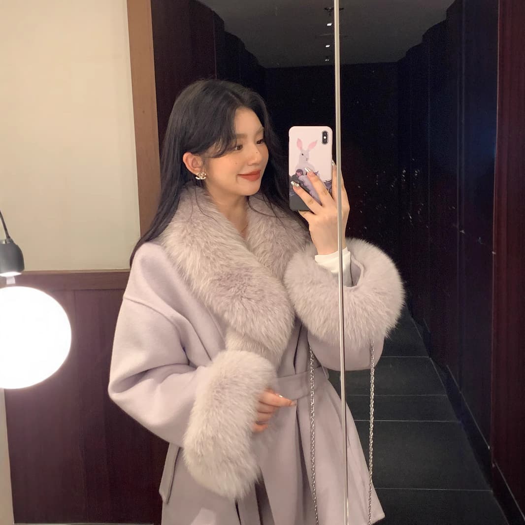 Iceland Lover 25 New Double-Faced Cashmere Coat for Women Premium Fox Fur Short Woolen Fur Coat