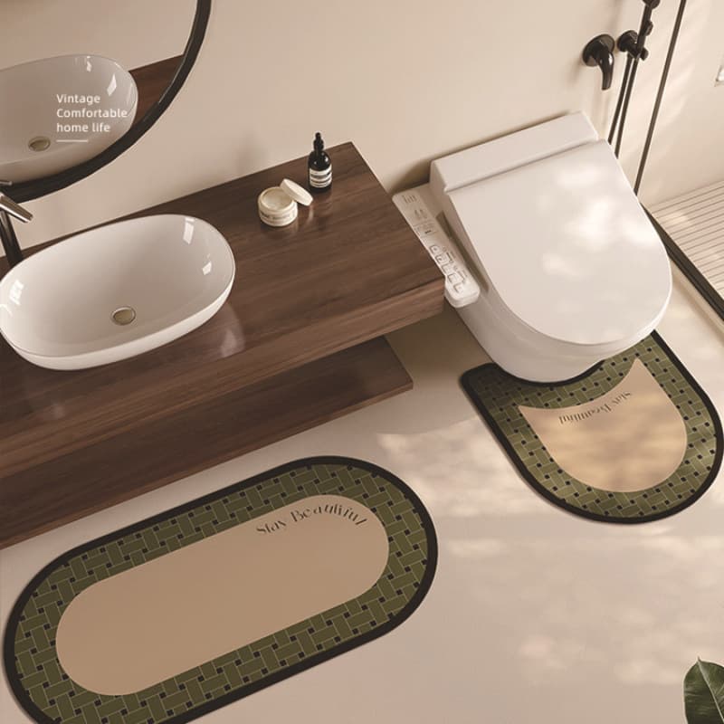 Modern light luxury bathroom floor mat, washbasin foot mat, door quick-drying three-piece set, home carpet, semi-circle entrance door carpet
