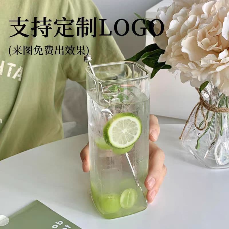 Borosilicate Glass Cup Household Water Cup Milk Cup Ins Coffee Cup Straw Cup Wide Mouth Milk Tea Cup