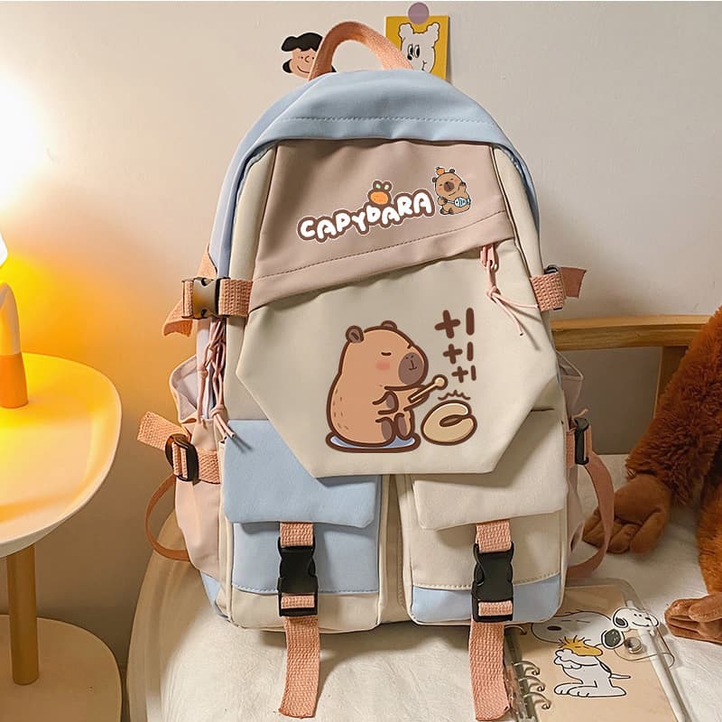 Capybara New Cartoon Cute Capybara Large Capacity Backpack for Teens Versatile Campus School Bag
