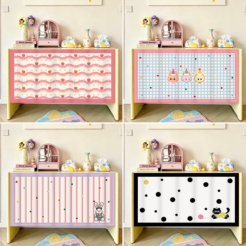 Small Fresh American Style Cabinet Curtain, No Drilling, Shoe Cabinet, Wardrobe, Clutter Cabinet, Storage Rack, Dust-Proof Curtain, Clutter Hiding Curtain
