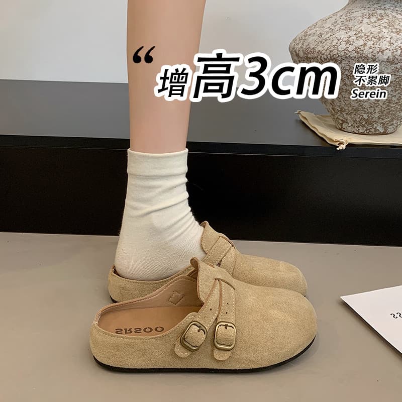 Retro French Thick Sole Mule Slippers for Women Outdoor Wear Summer 2026 New, Suede Fabric Matching Dress Soft Sole Anti-slip Cool Slippers