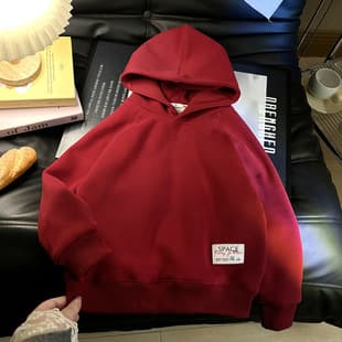 Family Matching Set for Three, Horse Year New Year Clothes, Children's Fleece Hoodie, Adult and Teen Kids' Wear, Red Full Family Set