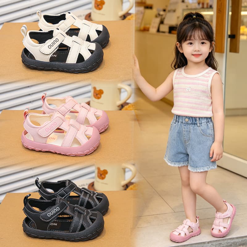 Girls' Sandals 2026 Summer New Style Children's Closed-Toe Protective Sandals Hollow Breathable Soft Sole Non-Slip Versatile Sandals
