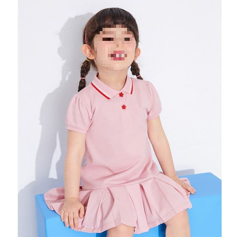 Girls' Summer Dress 2025 New Baby Princess Polo Dress Stylish School Style Tennis Skirt