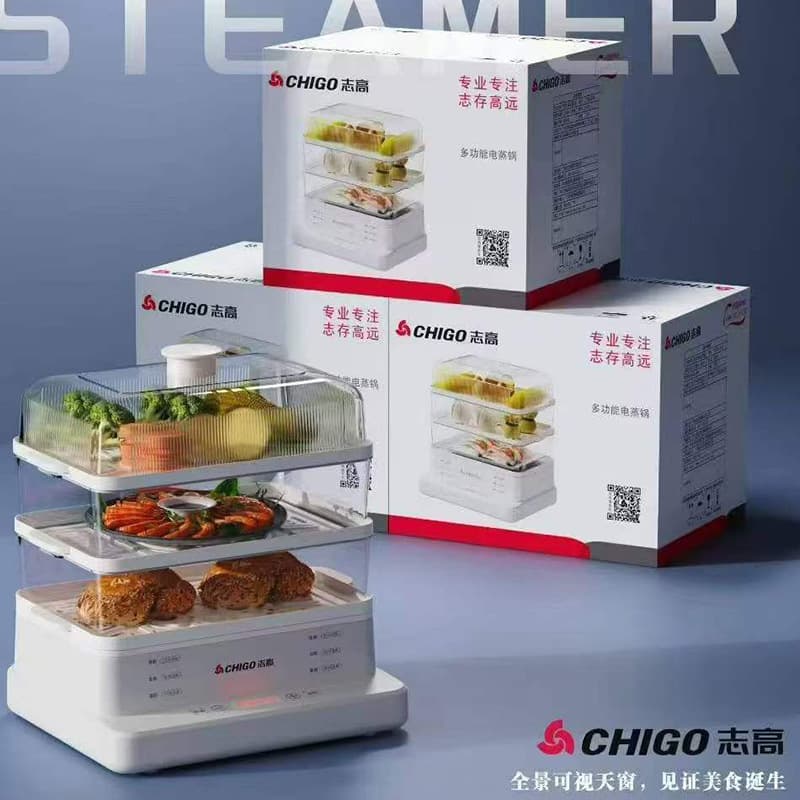 3-Tier Electric Steamer, Multi-functional Large Capacity Home Use, Smart Timer Steaming and Boiling All-in-One Pot for Breakfast