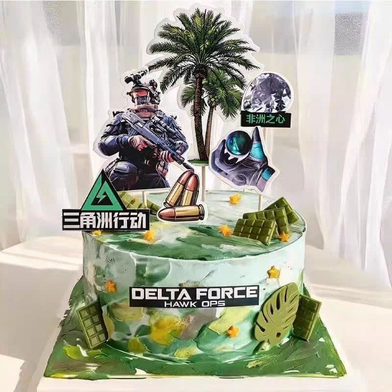 Trendy Delta Force Cake Decoration Original Game Birthday Baking Dessert Accessory for Men Boyfriend