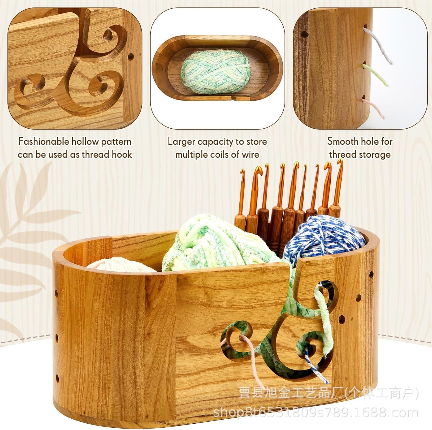 Cross-Border Wooden Yarn Bowl Crochet Yarn Holder Yarn Storage Knitting Bowl Large Yarn Bowl Yarn Organizer