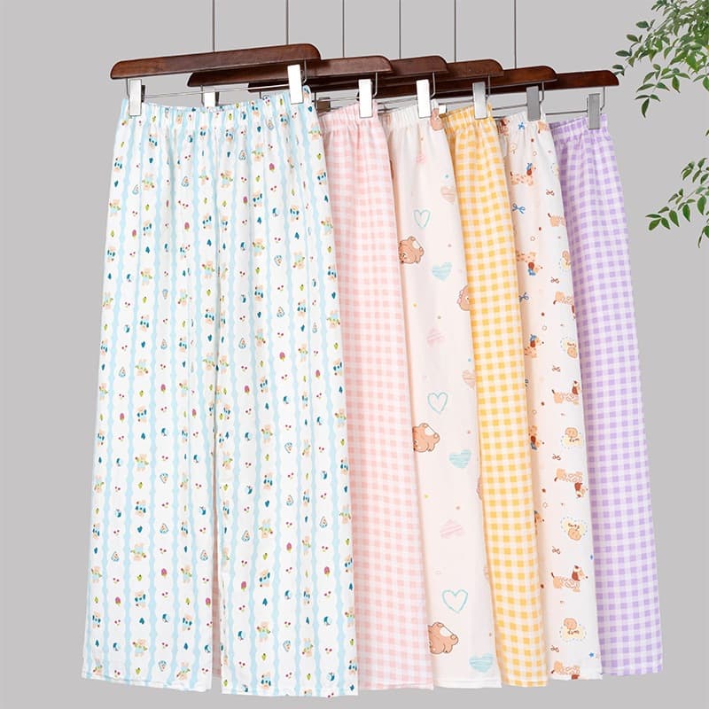 Cartoon Loungewear Wide-Leg Pants for Women, Summer New Style, Cloud Cotton, Wearable Sleep Pants, Lightweight, Plus Size, Loose Fit for Curvy Figures