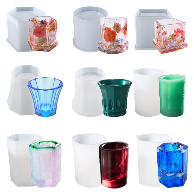 25 Styles Epoxy Resin Mold Set, Handmade Resin Pencil Holder Vase Dog Car Bear Pen Holder Silicone Mold for Students