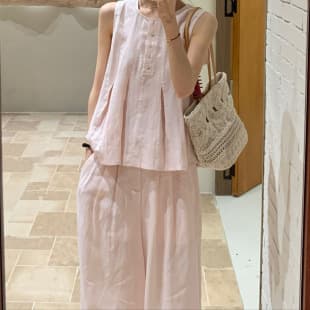 Fashion Casual Pink Sleeveless Vest + Long Pants Set Women Summer Slim Thin Two-Piece Set New Trend