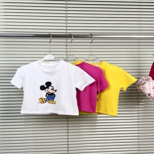 Girls' Cartoon T-Shirt 2025 Summer New Korean Style T-Shirt for Big and Middle Kids Fashionable Children's Clothing Round Neck Korean Style Summer Top