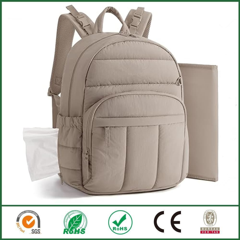 Spacious Open-Top Baby Diaper Bag Backpack with Multiple Pockets, Insulated Bottle Pocket, Fluffy Diaper Bag
