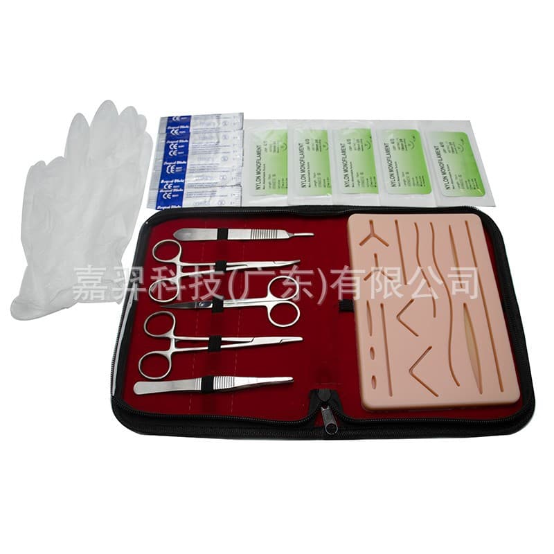 Surgical suturing practice large instrument bag silicone suture skin pad kit medical student suturing knotting debridement surgery