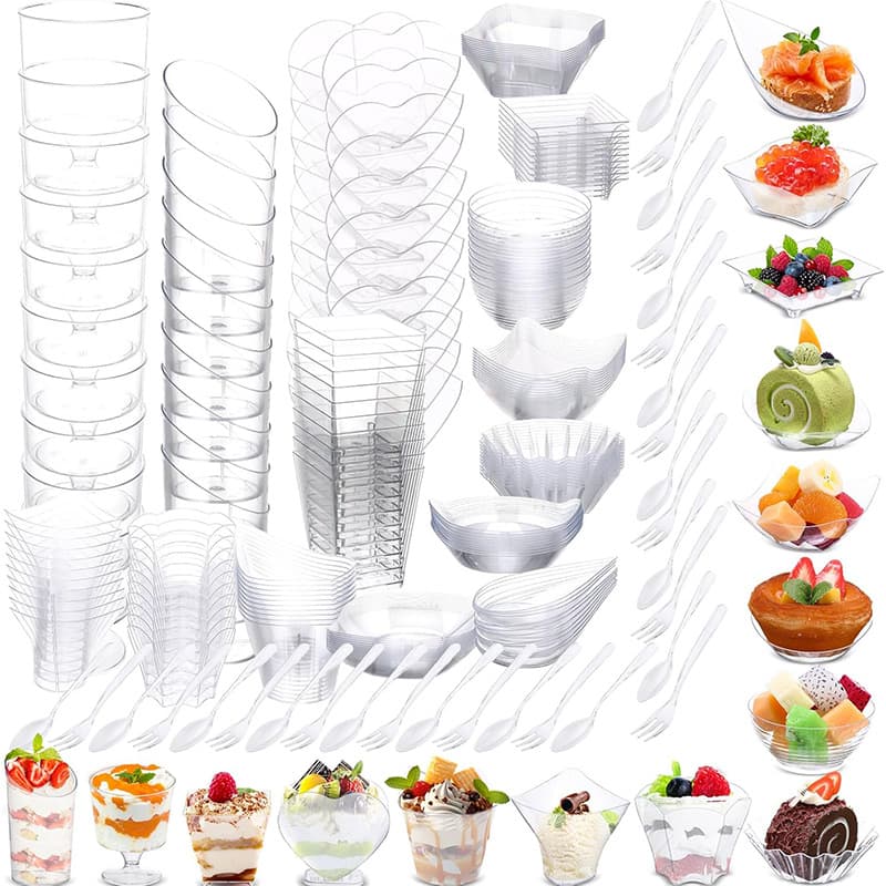 Amazon cross-border disposable mini dessert plate PS transparent plastic dinner plate set appetizer plate set flavor plate