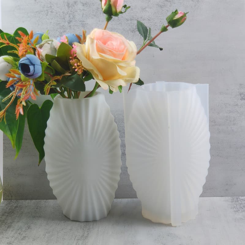 Shell Vase Silicone Mold DIY Pleated Cement Plaster Flower Pot Mold Illustration Vase Accessories Decoration Mold
