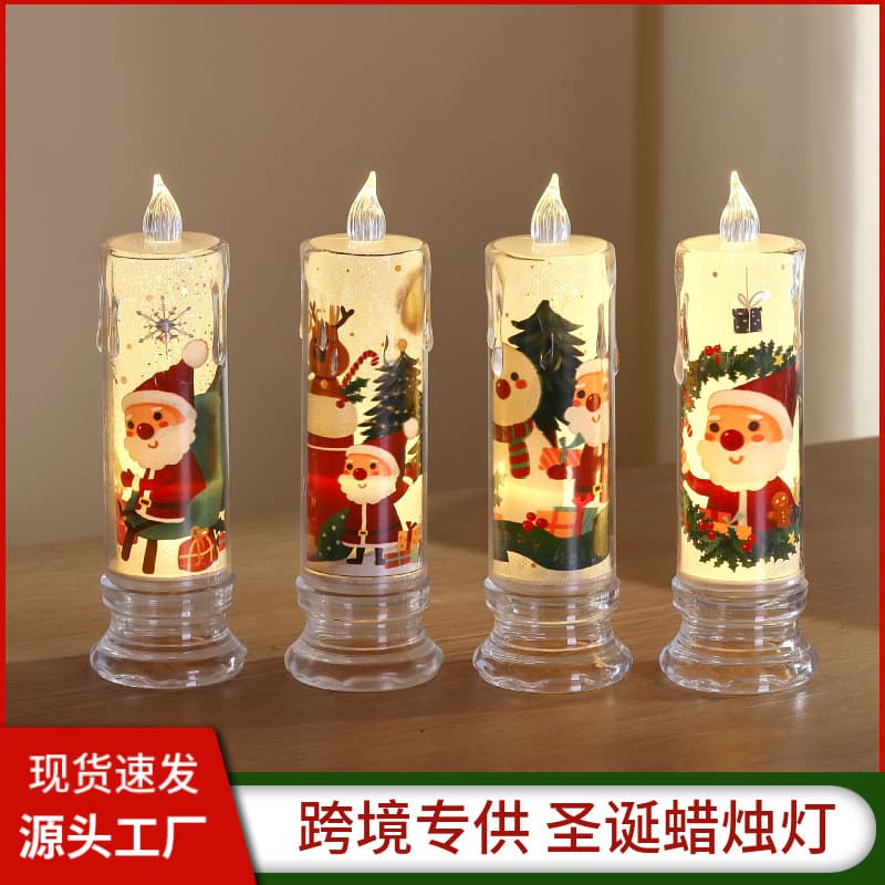 Cross-border LED Crystal Transparent Electronic Candle Light Christmas INS Atmosphere Lamp Children's Gift Bedroom Night Light Decor