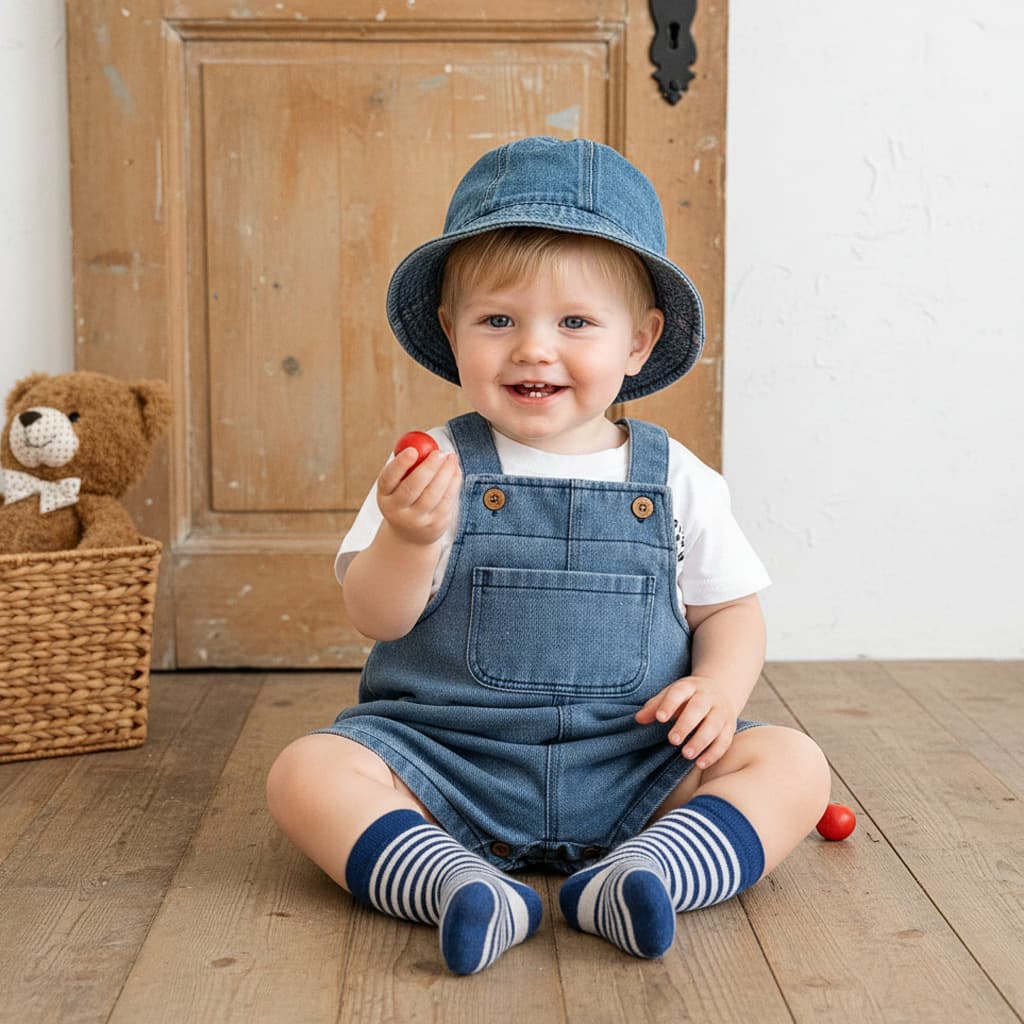 Baby Denim Overalls Set Summer Thin Short-Sleeve T-Shirt Bodysuit Two-Piece Romper