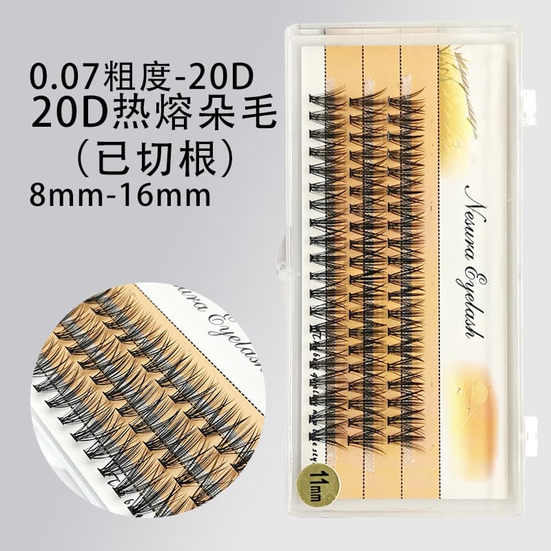 Various hot-melt cluster false eyelashes, Xiaohongshu 20P dense ready stock lashes, 30D big-eye curled handmade wholesale