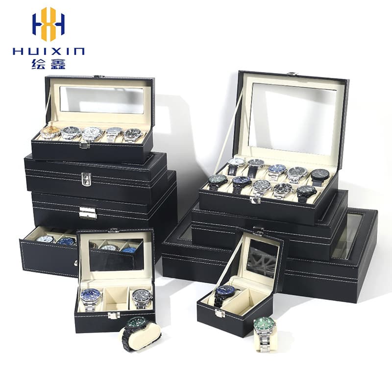 Wholesale watch boxes, high-end watch storage and jewelry boxes, in stock, leather watch transparent display boxes with windows.