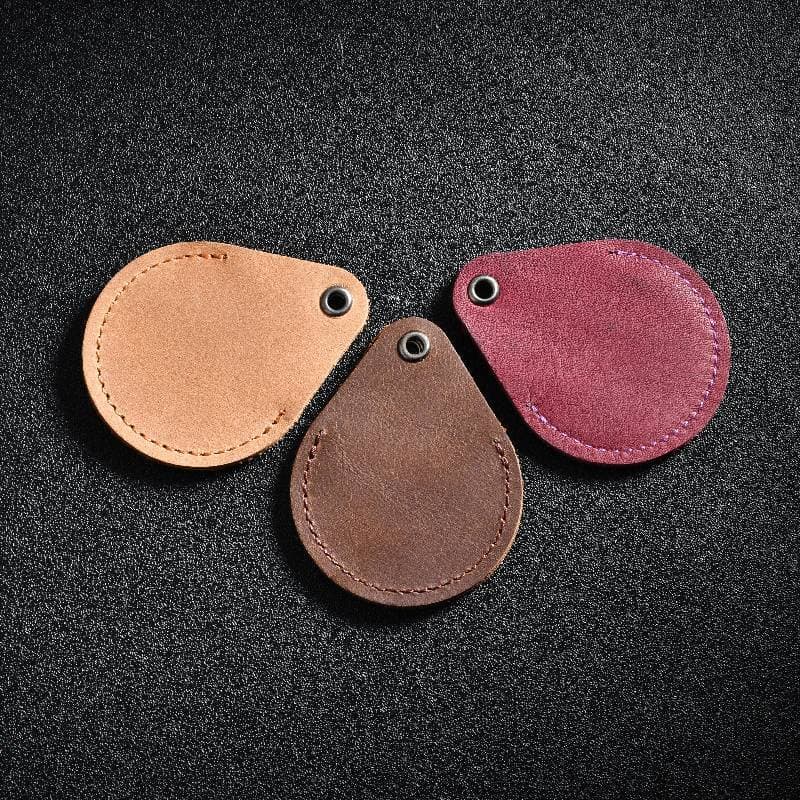 Access control card cover teardrop-shaped crazy horse leather subway door card cowhide key chain chain integrated community elevator card protective cover