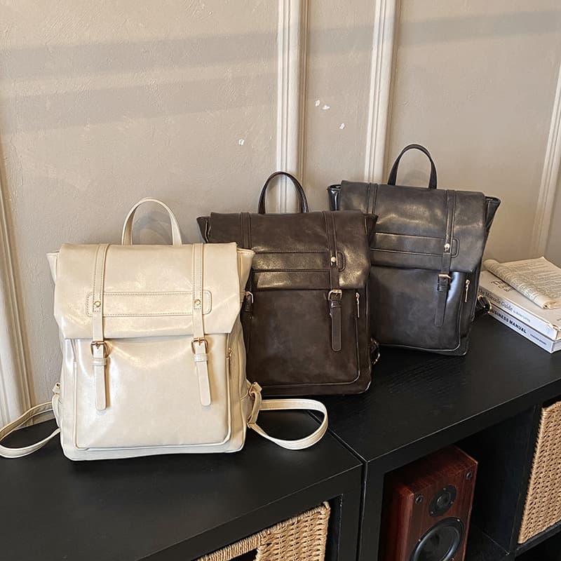 Large Capacity Vintage Versatile Backpack Cross-border Korean Style Fashionable School Bag High-end Personalized Textured Outdoor Backpack