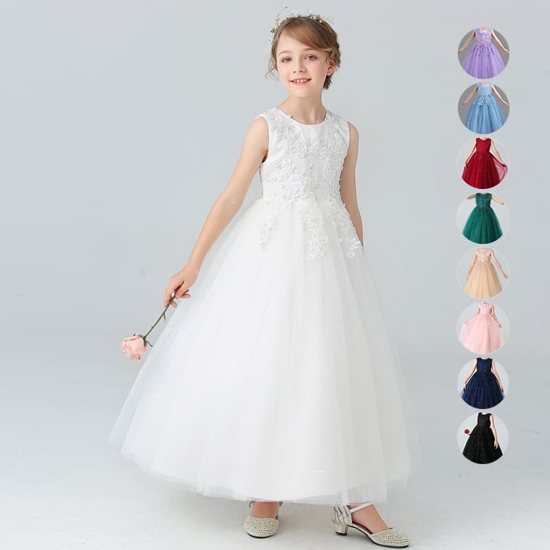 Princess Dress Children's Performance Costume Girls' Wedding Gown Cross-Border Kids Tutu Floral Bestseller