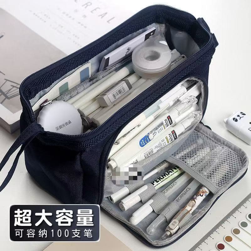 Boat-shaped Japanese style simple super large capacity pencil case for middle and high school students ins high-looking niche stationery box cross-border hot style