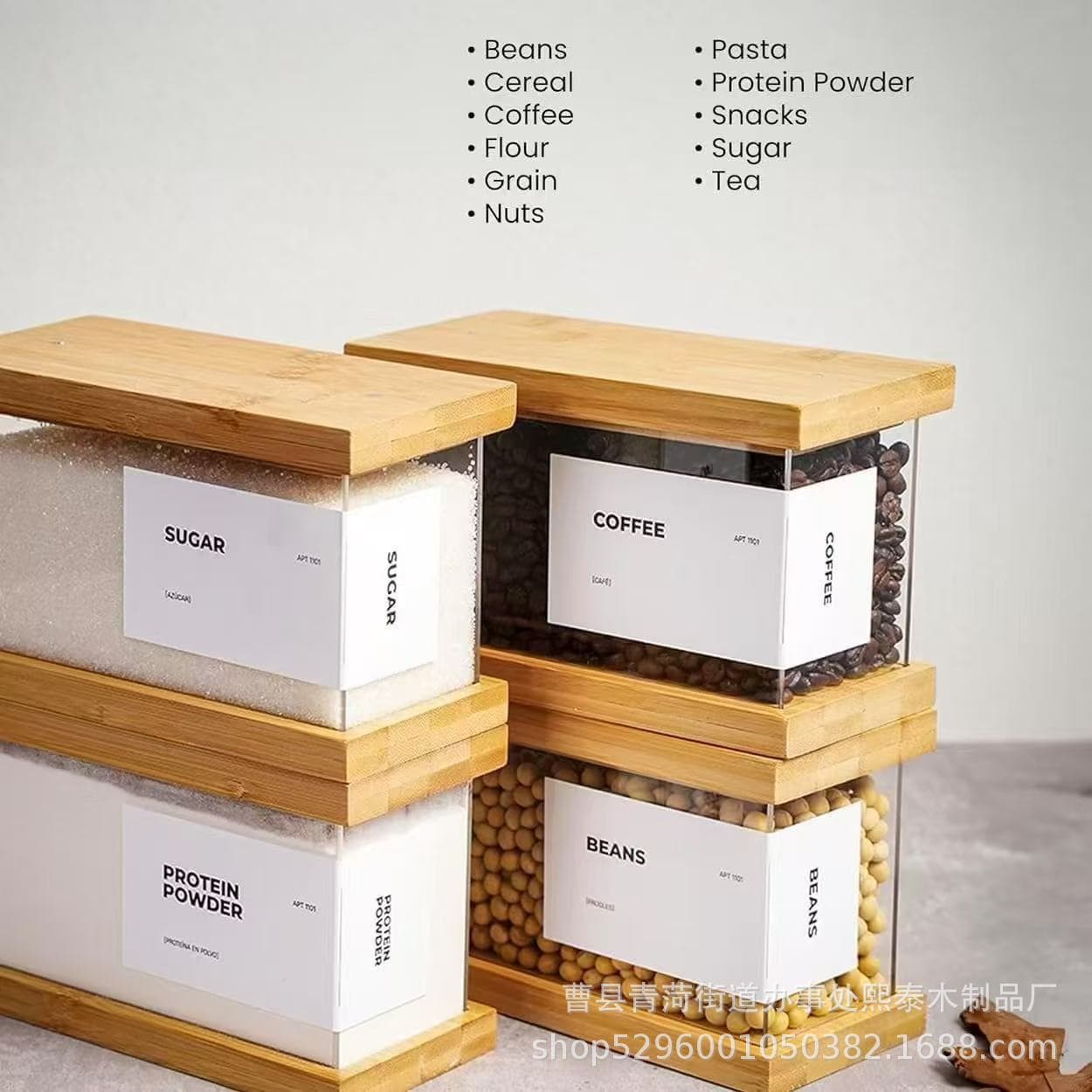 Solid Wood Storage Box Household Wooden Dispenser Cereal Nut Sliding Lid Grain Box Desktop Wooden Decorative Organizer