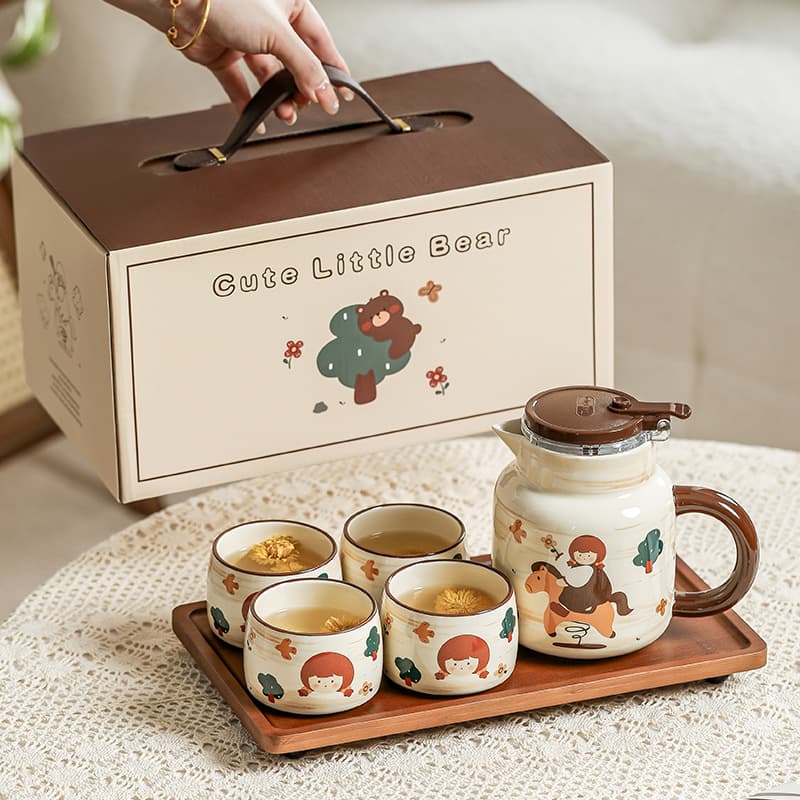 Gift box set, heat-resistant ceramic water cup, kettle, household set, perfect for best friends' weddings, engagements, housewarmings, and birthdays