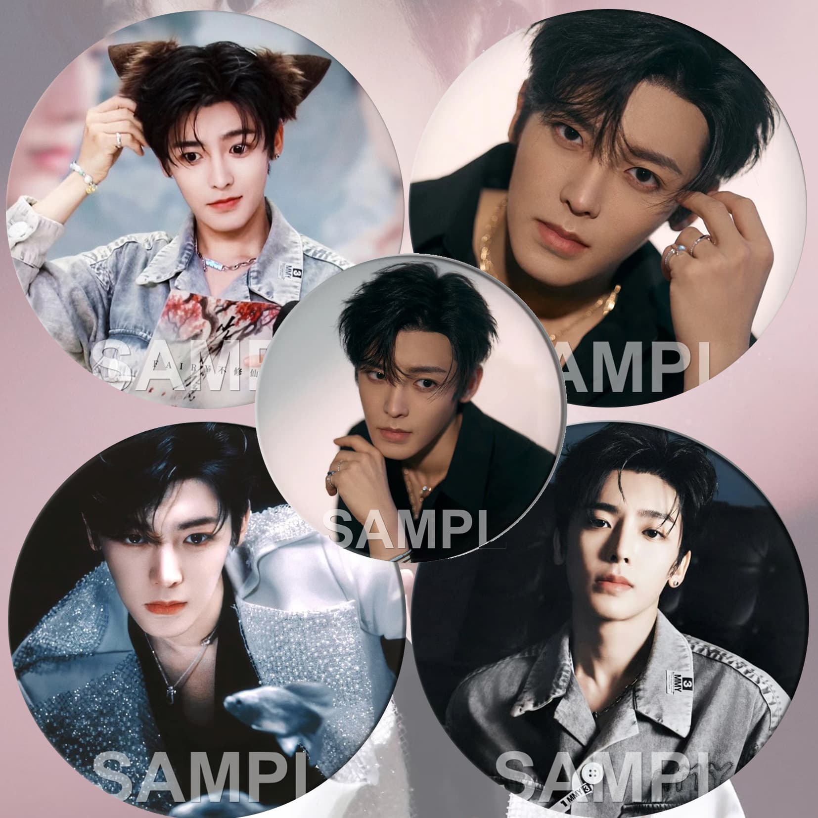 Hou Minghao's new peripheral bar star idol support tinplate laser love film badge painful bag millet