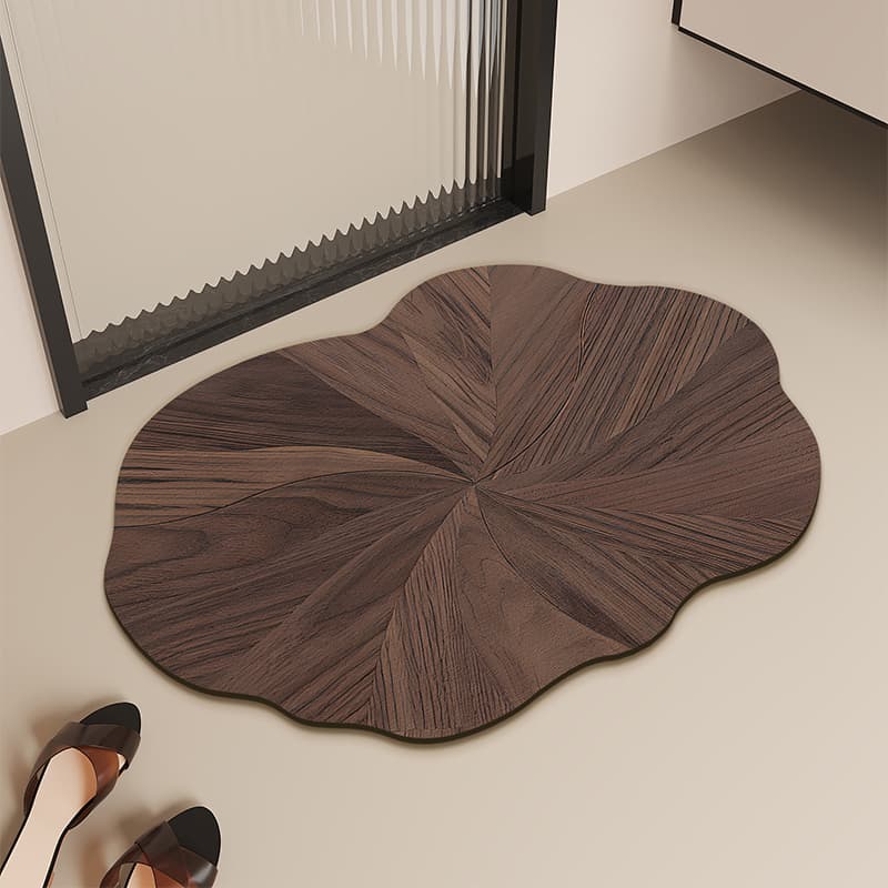 Wood Grain Bathroom Mat, Diatom Mud Foot Mat for Bathroom Door, Quick-Dry Non-Slip Floor Mat for Shower and Toilet