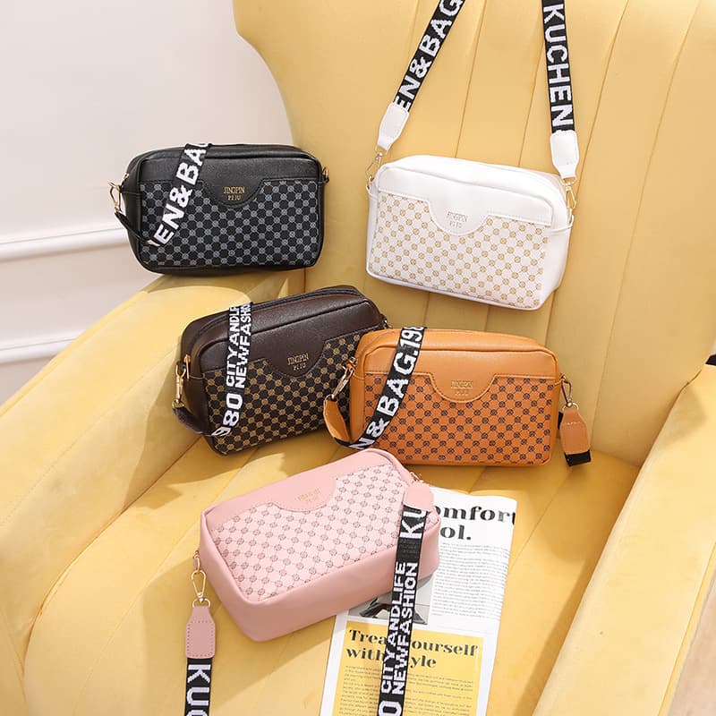 Cross-border women's bag 2024 new style presbyopic dot contrasting color texture hot stamping ladies crossbody bag factory wholesale