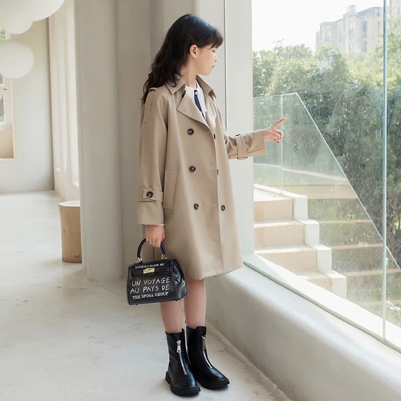Girls' Trench Coat 2026 Spring and Autumn New Children's Jacket Stylish Parent-Child Outfit Medium and Large Children's Long Coat