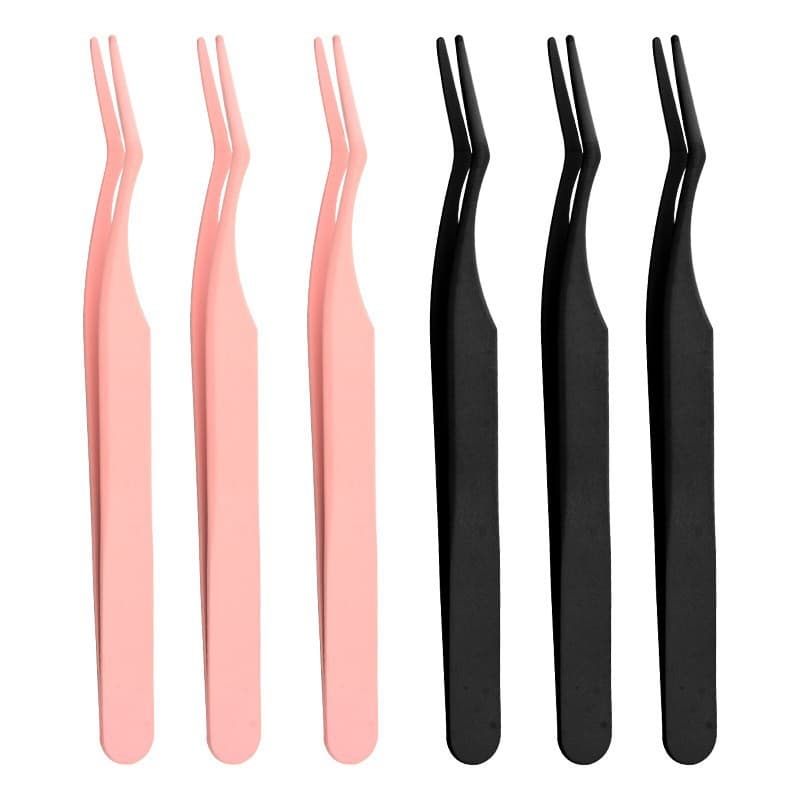 Round Tip Eyelash Tweezers Beauty Tool Stainless Steel Eyelash Curler Tweezers False Lash Applicator Factory Stock