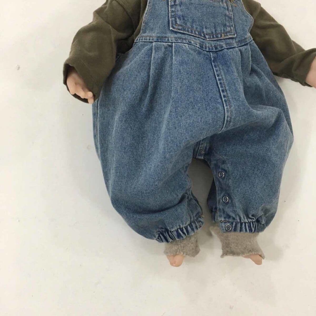 New Autumn/Winter Korean Style Children's Clothing, Loose and Personalized Soft Open Crotch Large PP Denim Crawler Pants for Boys and Girls