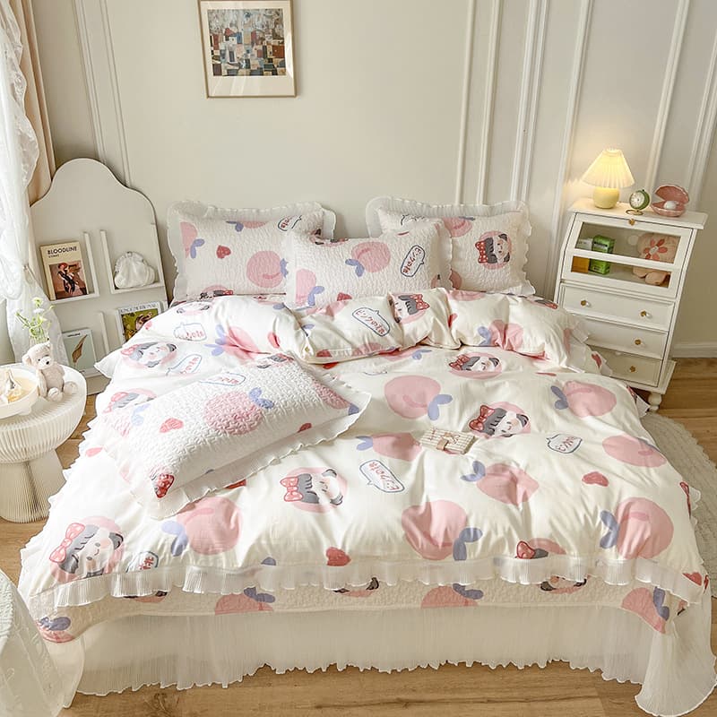 Factory Direct Fresh Cotton Bed Cover 3-Piece Set Quilted Double Bed Cover 4-Piece Set Wholesale