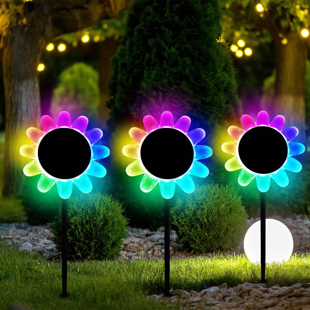 Cross-border solar floating pool light outdoor IP68 waterproof light colorful floating petal light ground lawn light