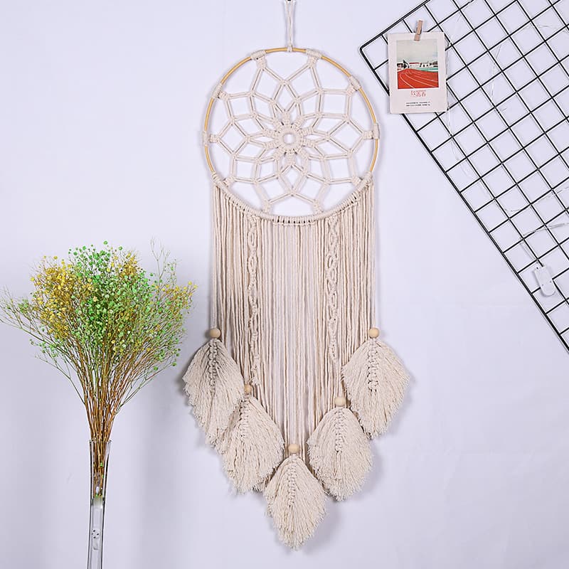 New Creative Leaf Handwoven Pure Cotton Tapestry Home Decoration Wall Hanging Indian Style Dream Catcher 7358
