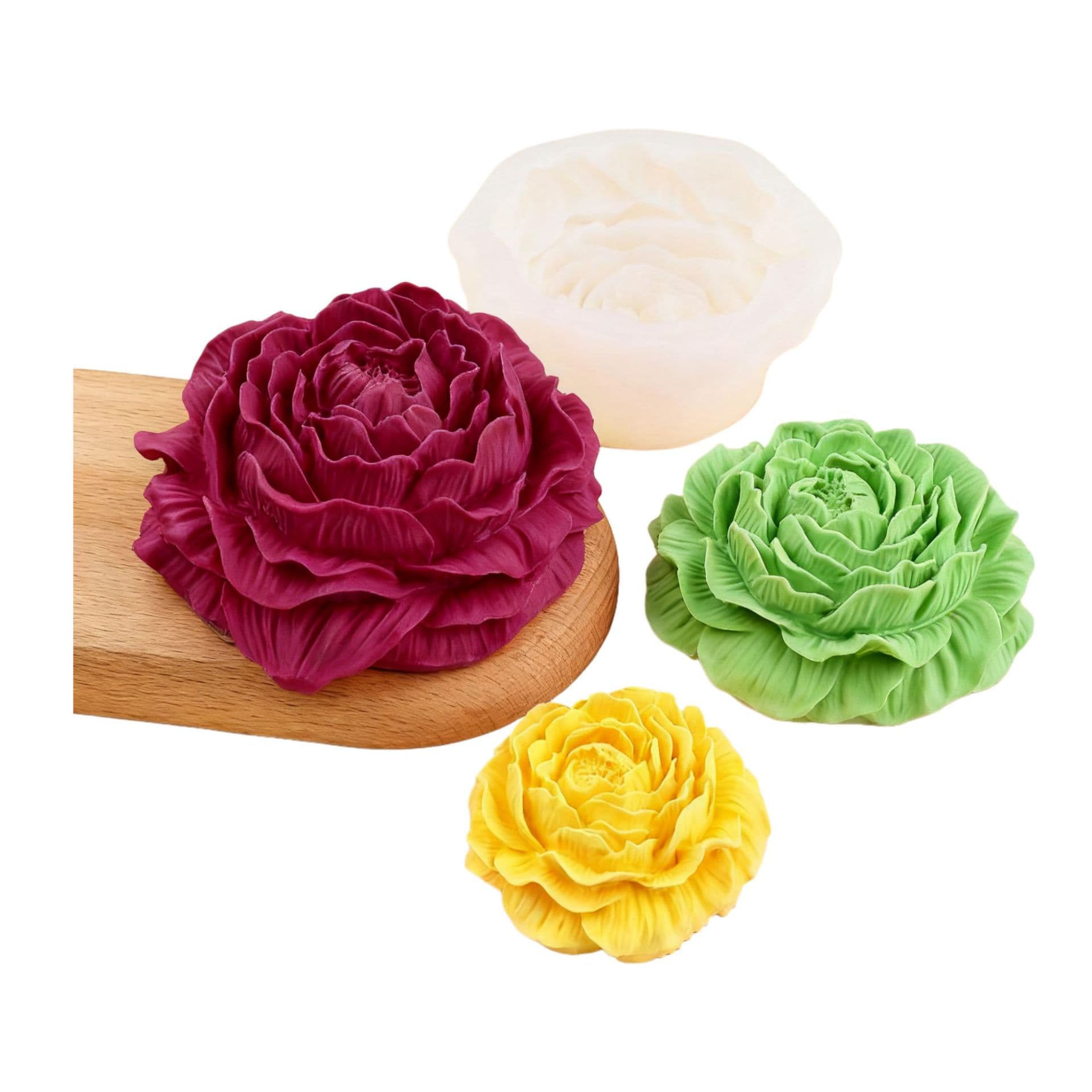 Large, Medium, Small 3D Peony Flower Silicone Mold Candle Mold Scented Mold Cake Mousse Mold