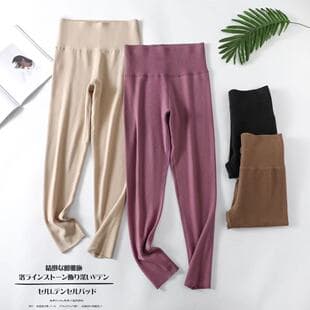 Autumn/Winter De Velvet High-Waist Thermal Pants for Women, Single Layer, Slim Fit, Fleece-Lined, Wool Blend, Brushed