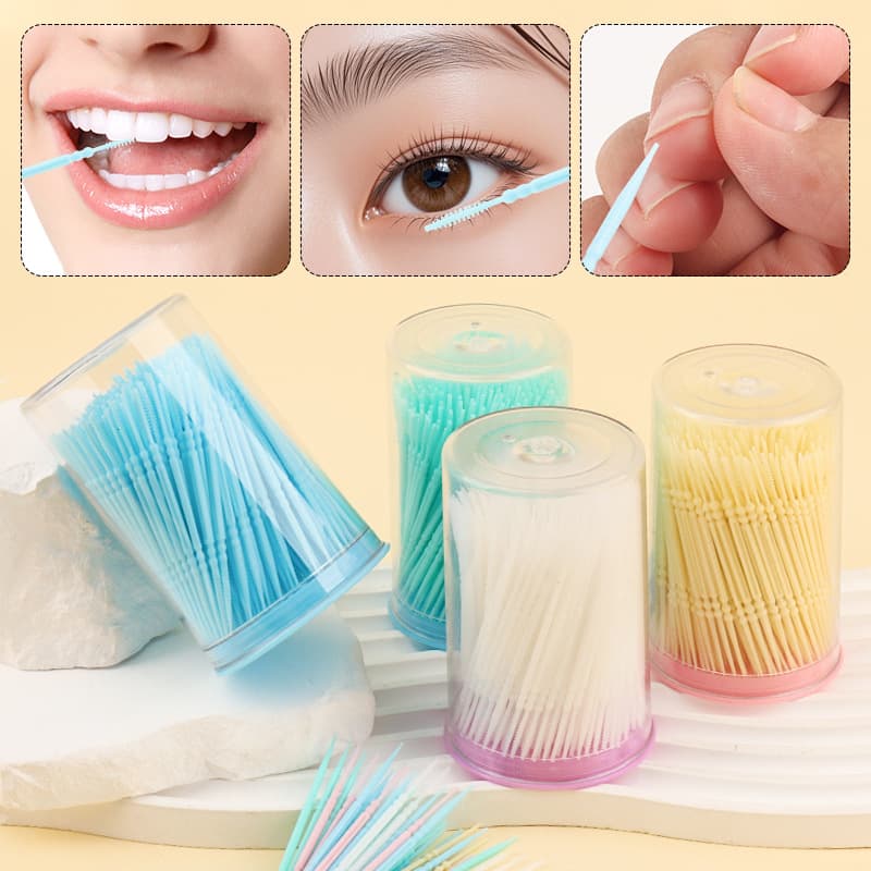 New fishbone double-ended colored interdental brush, micro brush, home and beauty salon makeup aid tool, 300 pieces/bottle