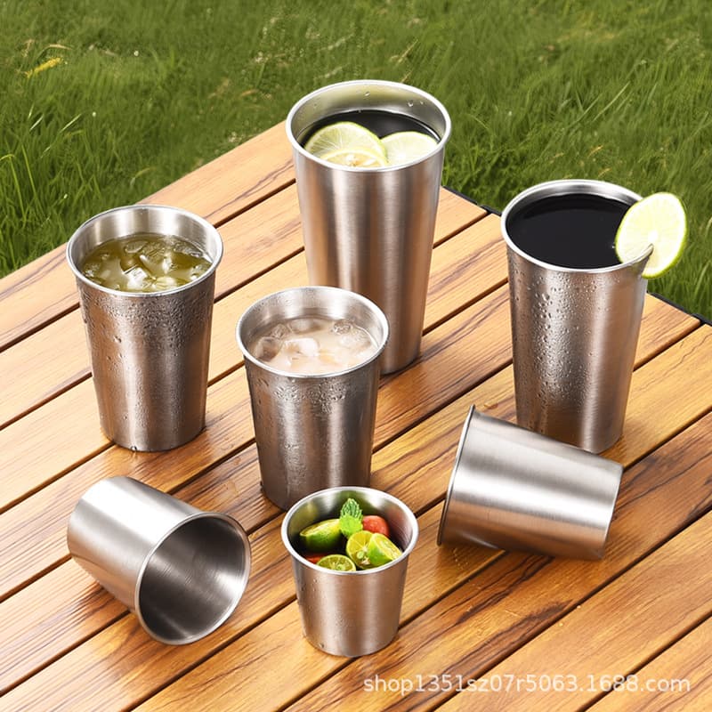 304 stainless steel single-layer water cup, Instagram-worthy beer mug, cold drink cup, restaurant juice cup, drop-proof cup, customizable logo.